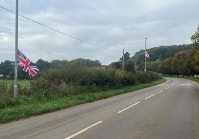 The flags on the road near the school Picture: New Blackmore Vale