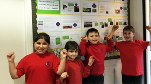 Pupils celebrating the award