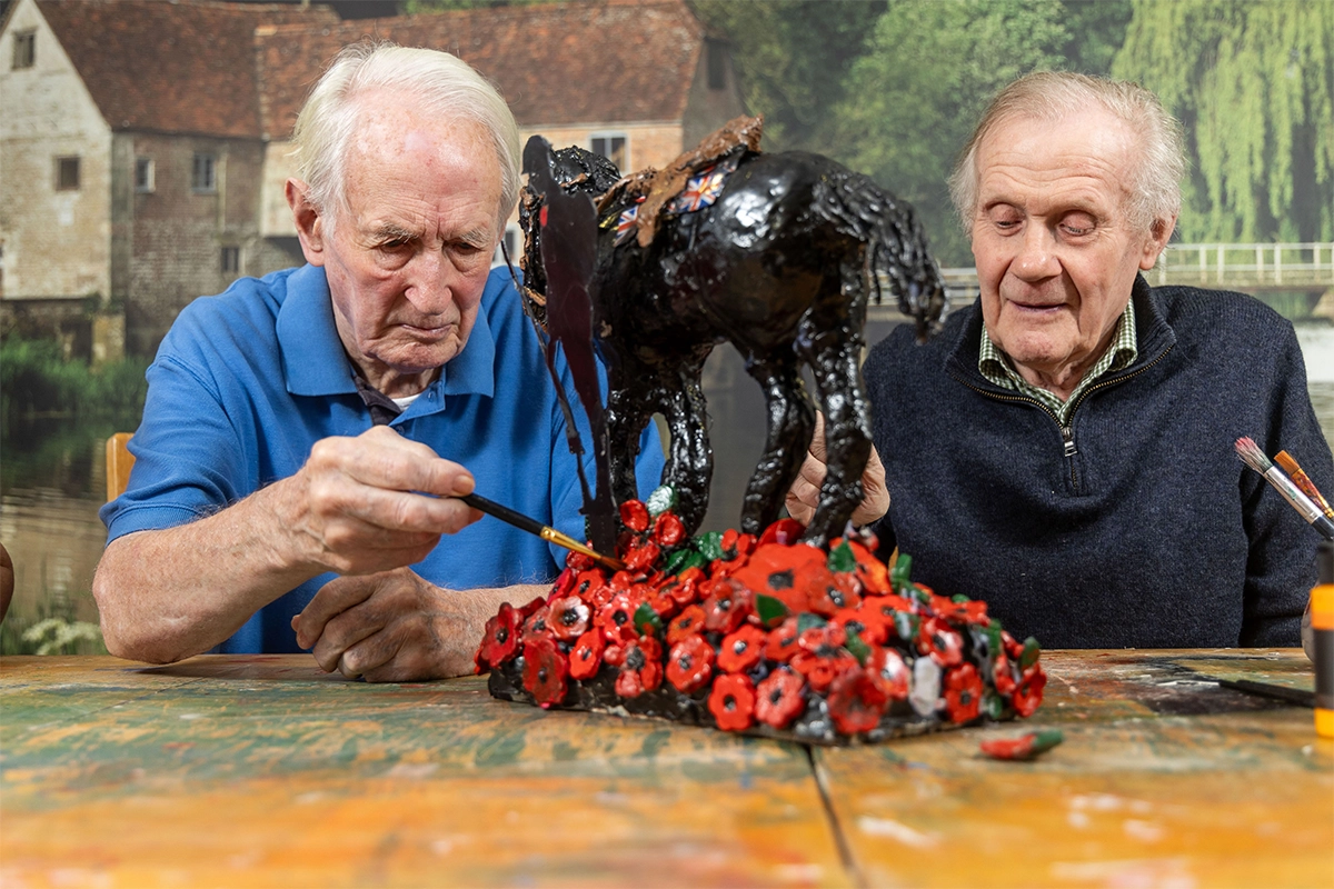 Newstone House residents Ian Loftus, left, and Tony Stock at work on the war horse sculpture Picture: Newstone House/Colten Care
