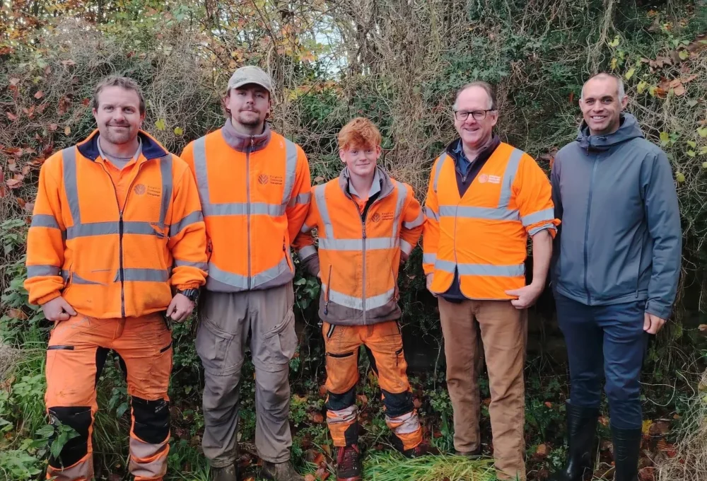 The Knighton Countryside team with managing director (second from right) and Mike Dennis from Trading Standards (right) Picture: Dorset Council