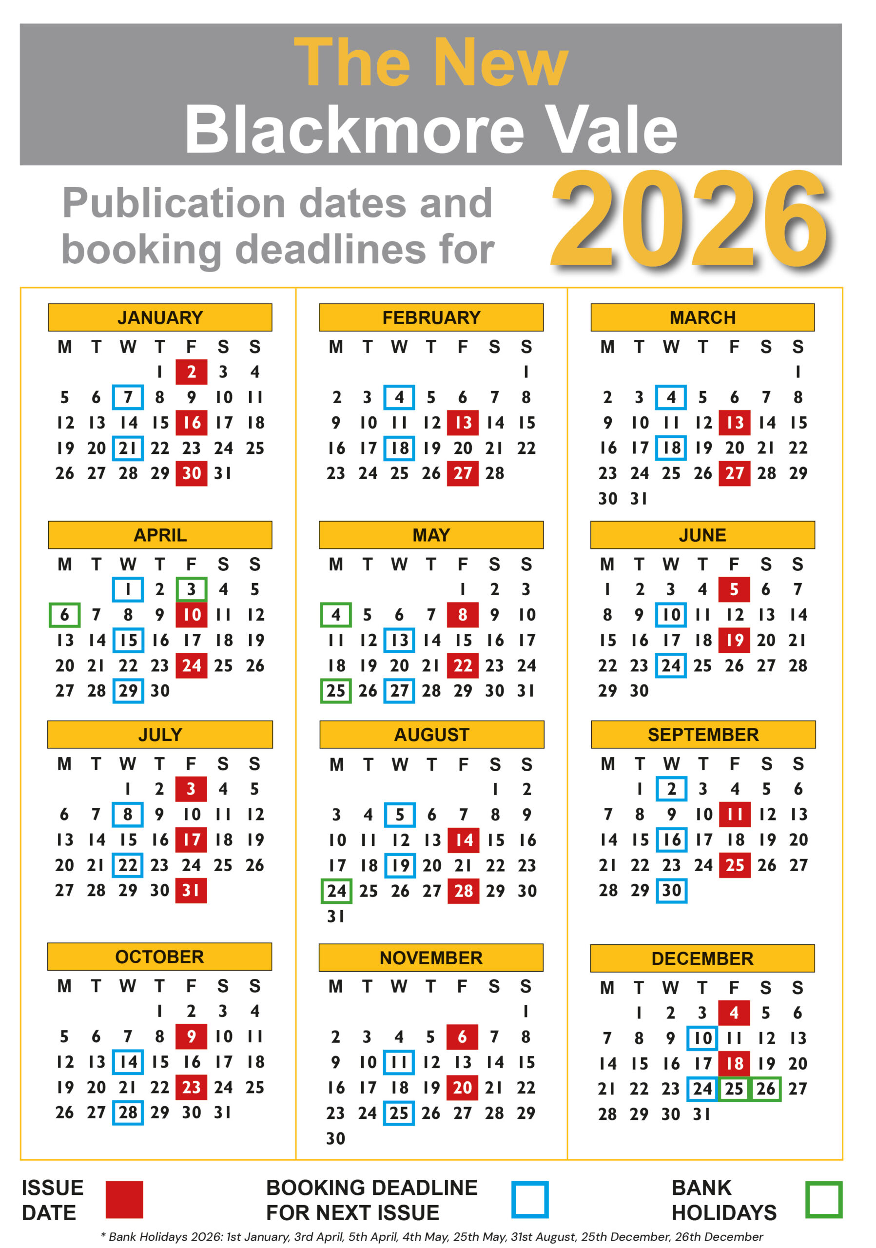 2026 Publication Dates