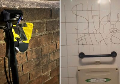 Equipment was damaged and walls daubed with grafitti during the incidents in Blandford. Pictures: Blandford Forum Town Council