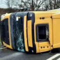 The lorry overturned on the A303 east of Mere on Saturday morning. Picture: Highways England