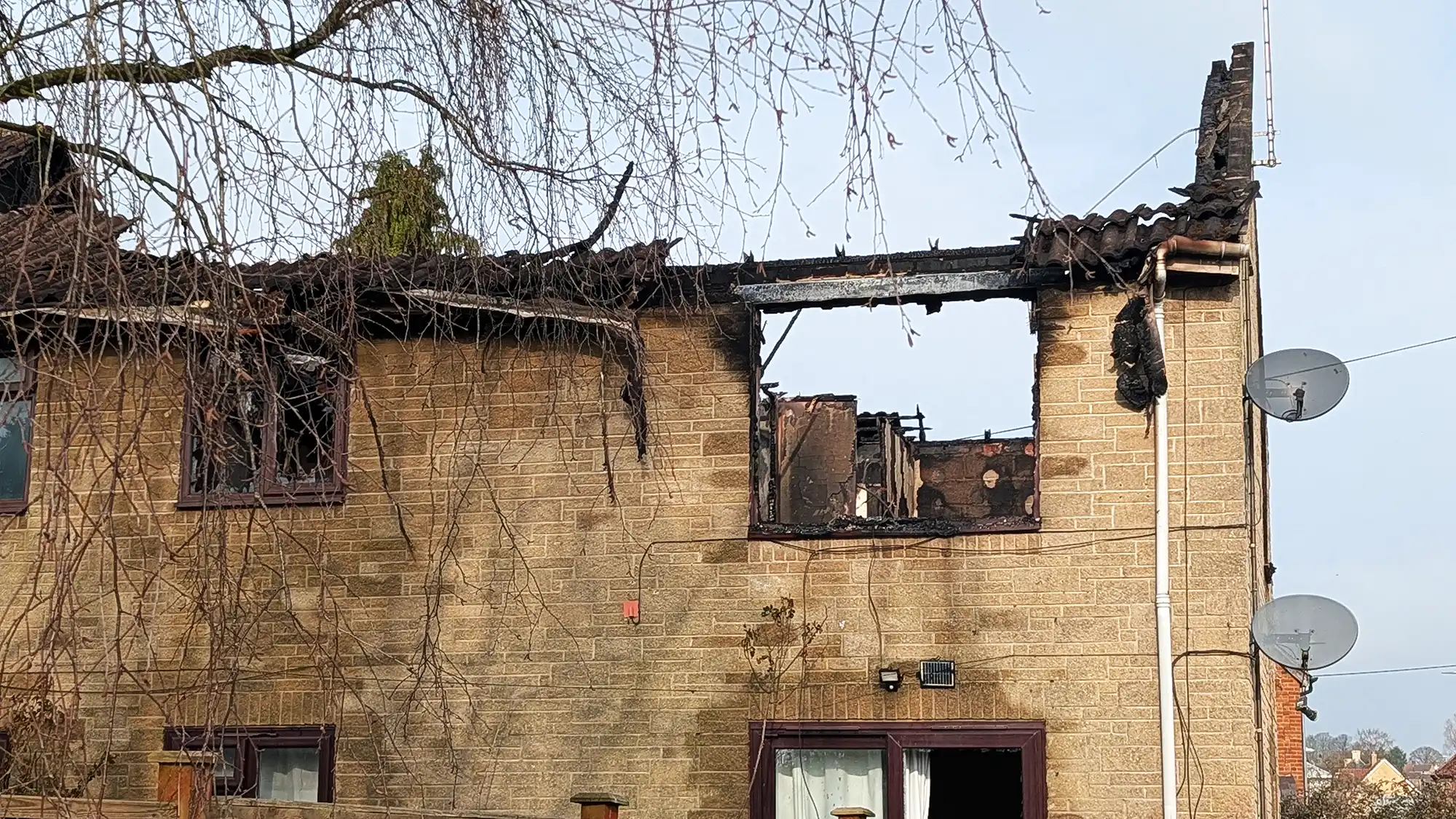 The flat, in Moor Lane, Wincanton, was "completely destroyed" by the blaze. Picture: Paul Jones/Somerset Leveller
