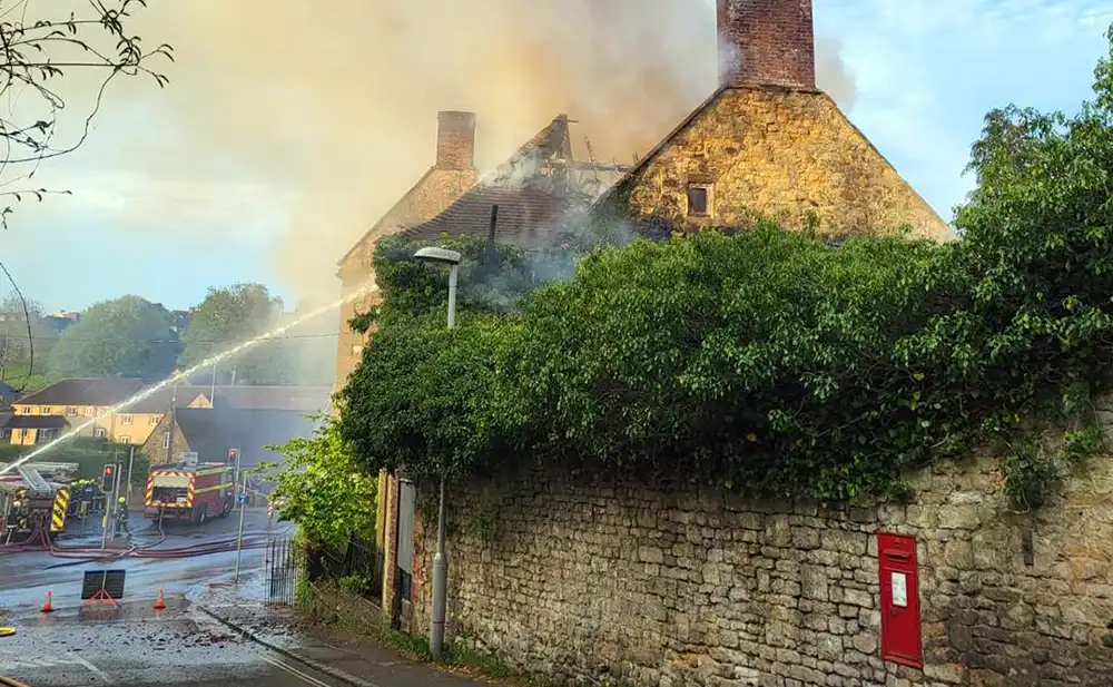 The derelict property was badly damaged by the blaze. Picture: Sherborne Fire Station
