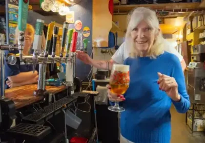 Shirley back behind the bar at The Digby Tap in Sherborne