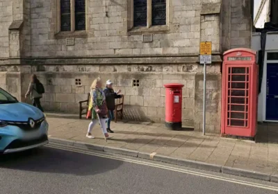 Design ideas are being sought for the former phone box, next to Shire Hall in Dorchester. Picture: Google