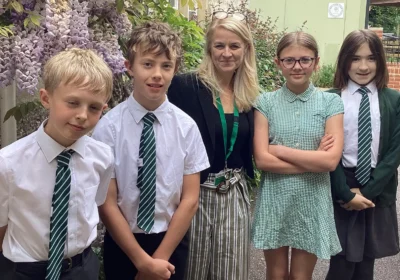 Polly Hale, centre, has taken on the role of head teacher