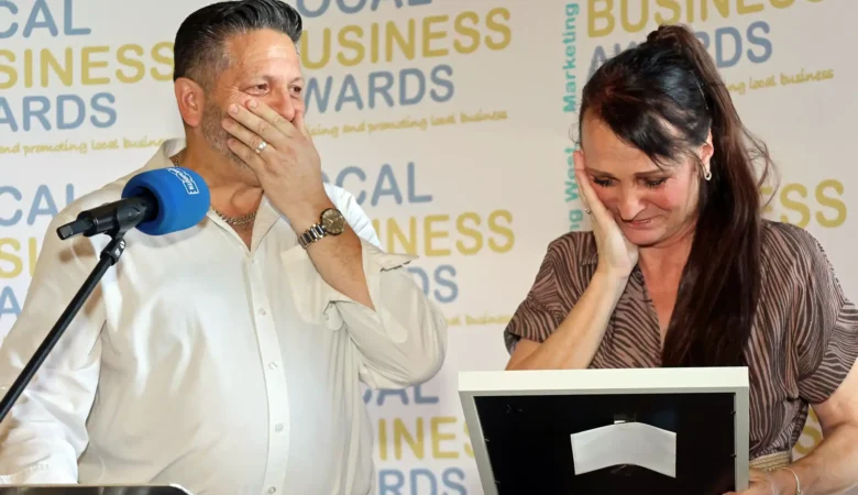 Tim and Claire Downer after winning a Sturminster Newton Business Award