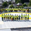 A topping out ceremony was held to mark the installation of the rooftop helipad. Picture: Finnbarr Webster