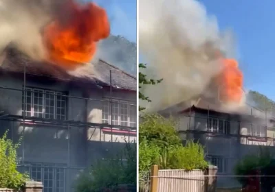 The fire, in Queen's Avenue, Dorchester, left the property badly damaged. Pictures: DWFRS