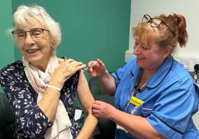 Margaret Keaveney receiving her flu vaccination on October 1. Picture: NHS