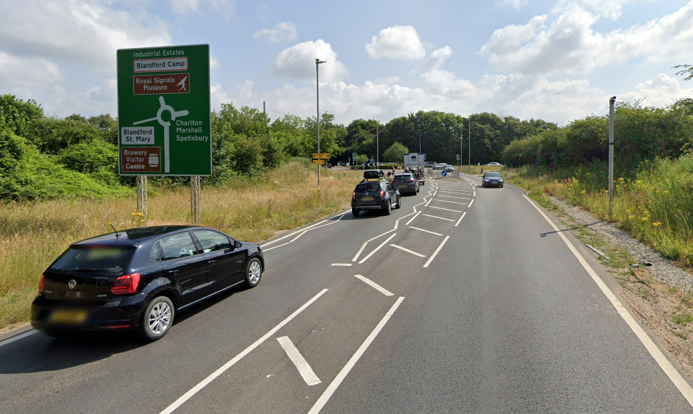 The crash happened on the A354 at the Badger Roundabout in Blandford. Picture: Google