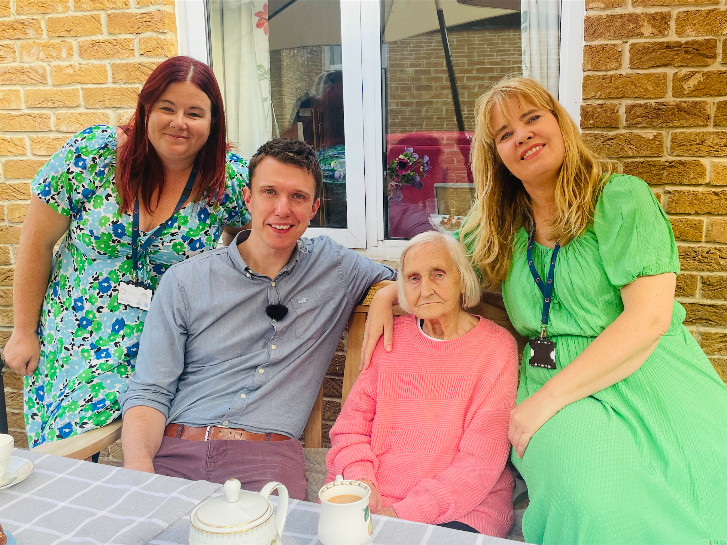 Charlie with Mary and staff at The Hayes in Sherborne