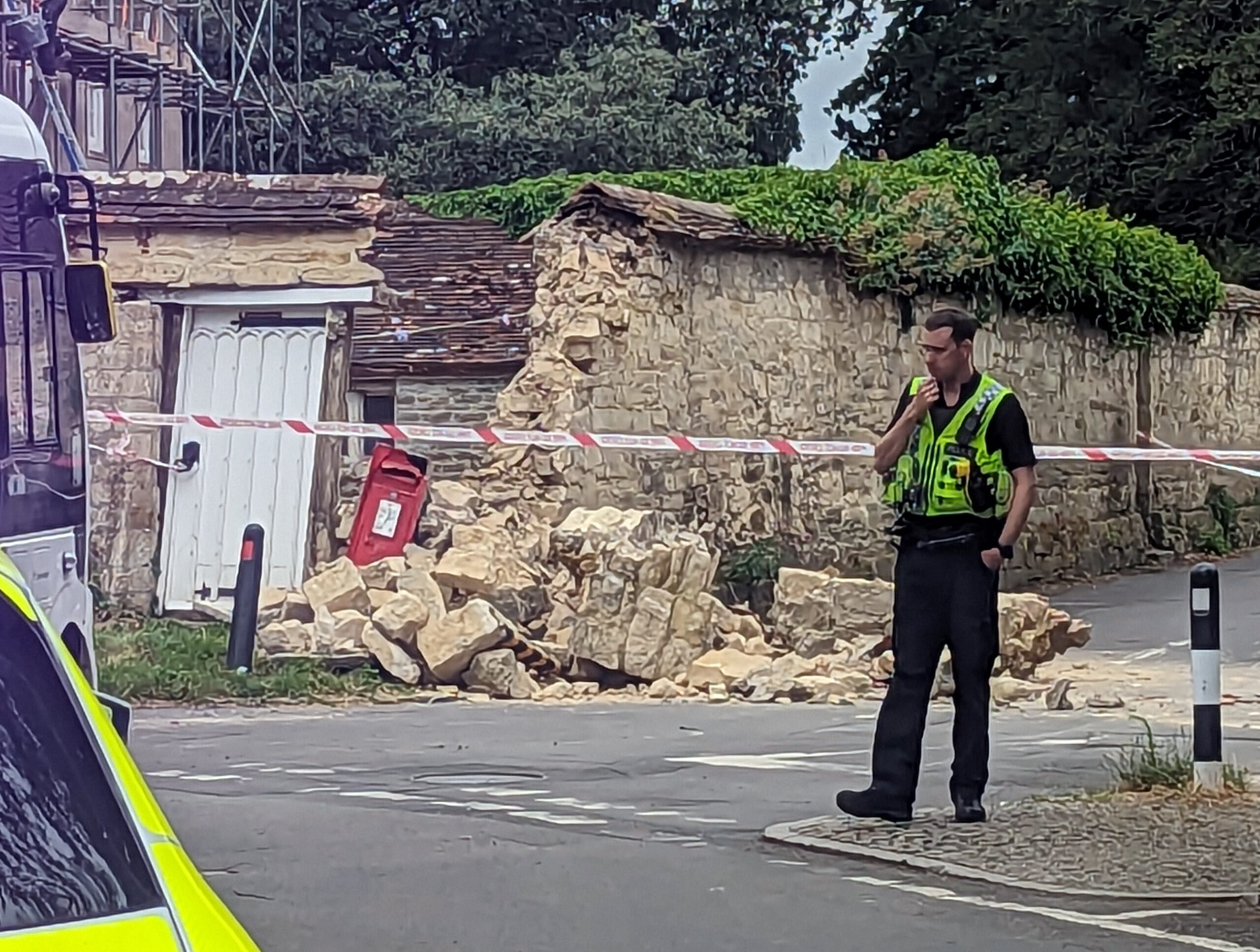 The wall was badly damaged in the crash. Picture: New Blackmore Vale