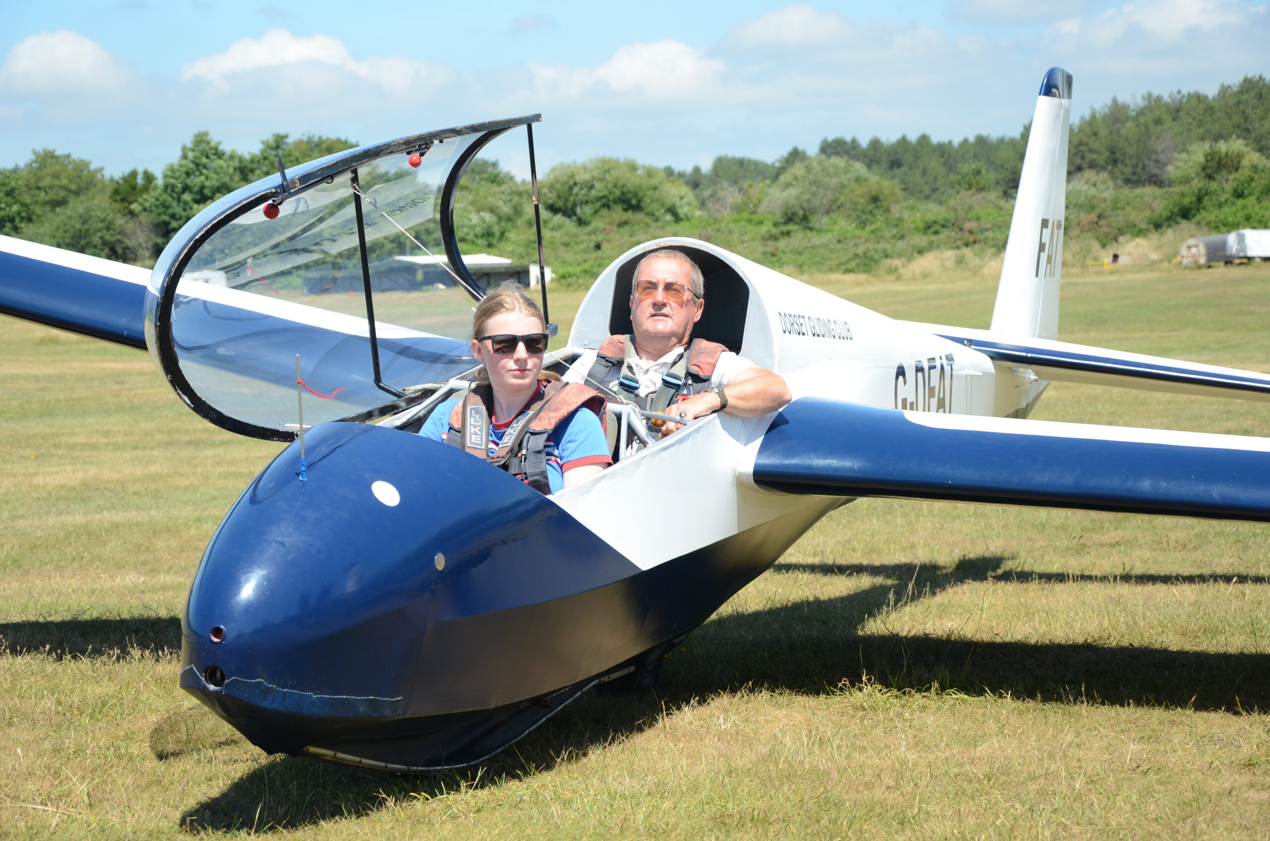 Millicent Curtis takes a turn at the helm. Pictures: Martin Best/Dorset Gliding Club