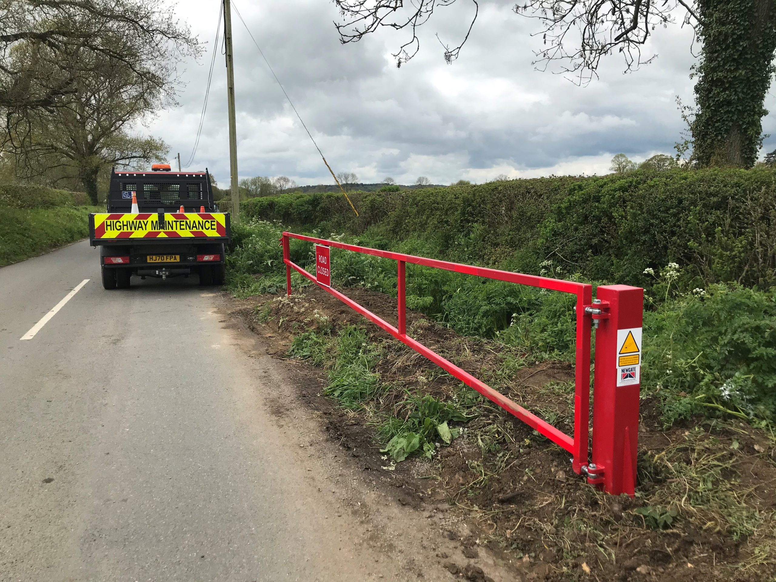 New gates have been installed on the road which cuts through the River Stour in Hammoon near Sturminster Newton