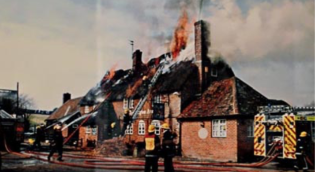 BLAZING: Fire at The Langton Arms in 2004