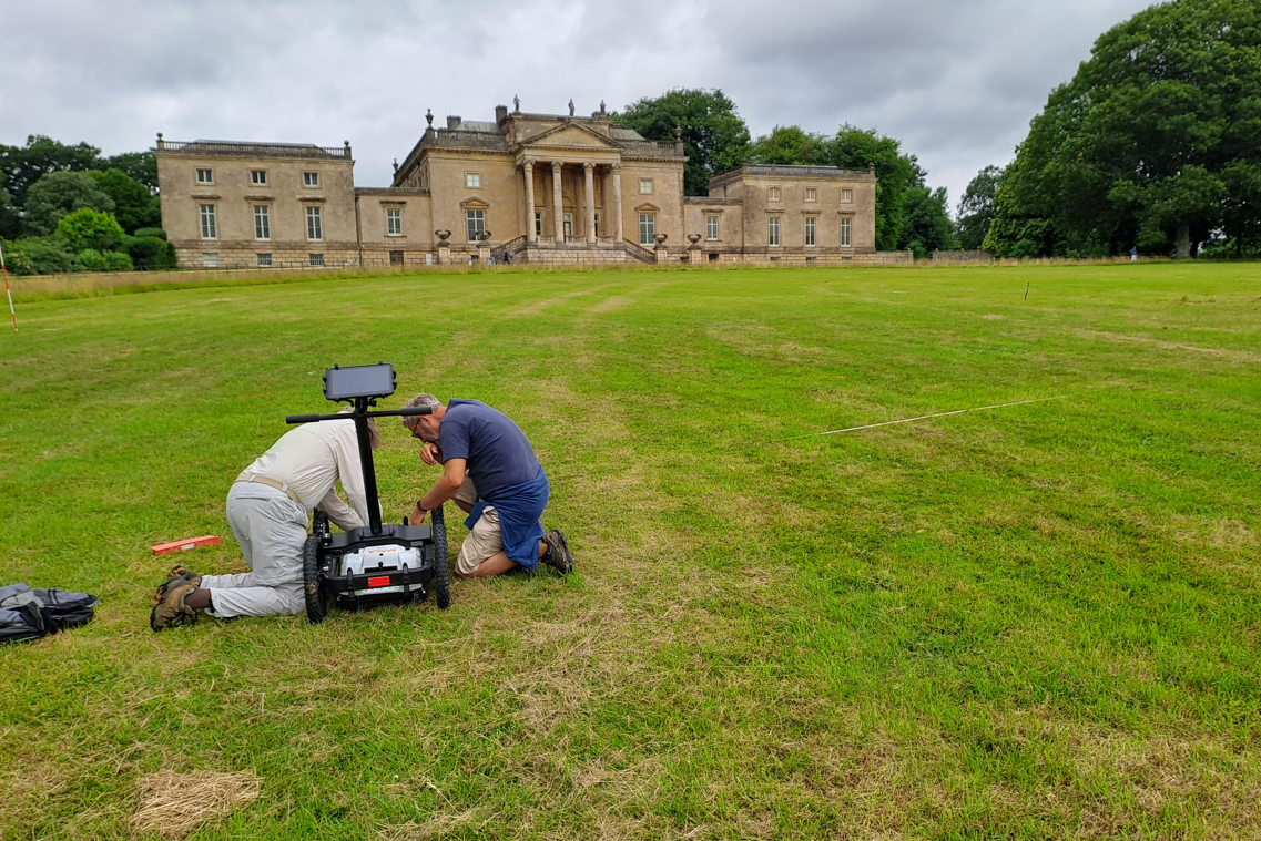 Getting the ground penetrating radar equipment ready. Picture: National Trust/Martin Papworth