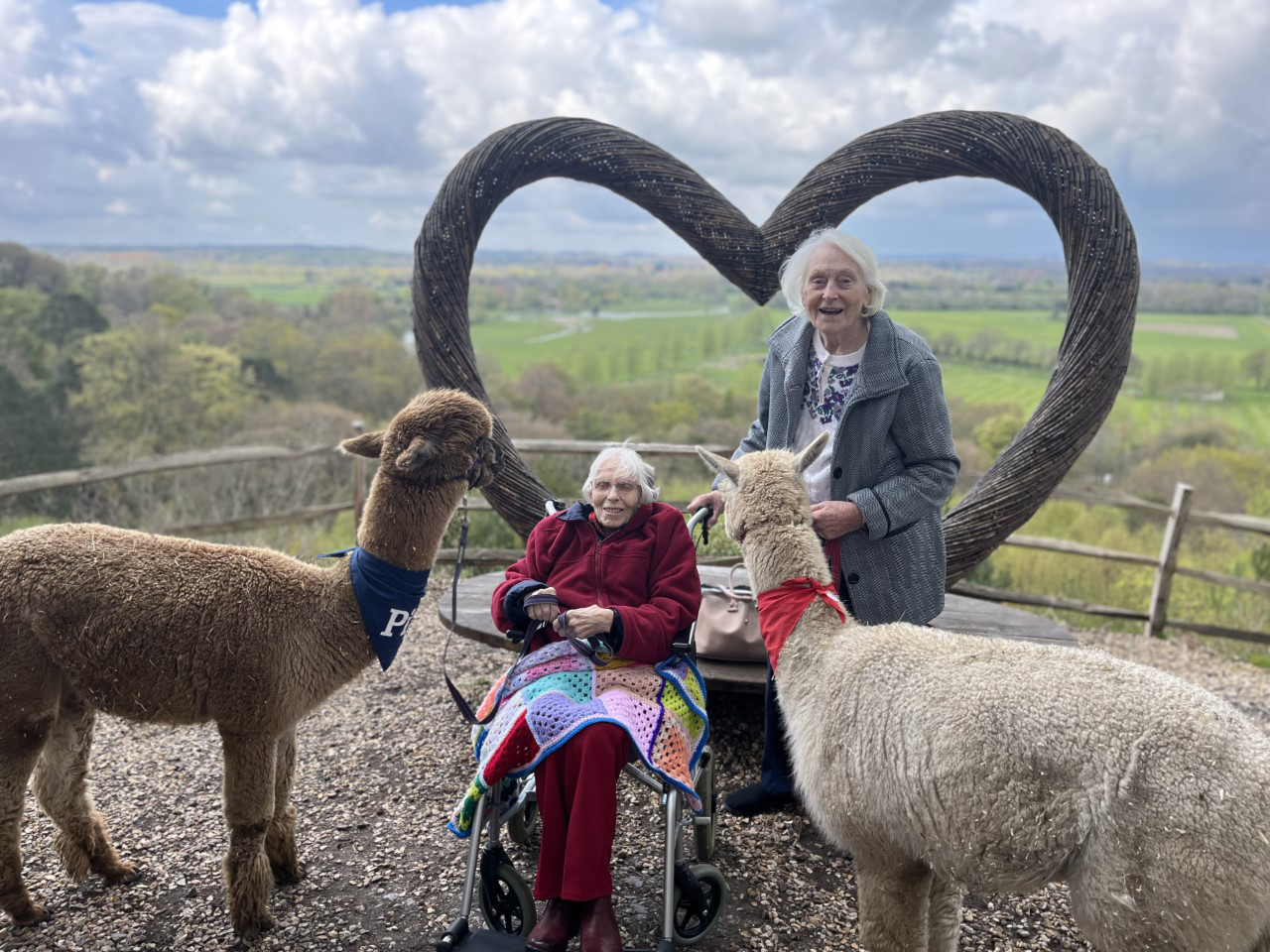 Joan Drake, left, and Winnie Marriott on the alpacas trail at Sandy Balls Holiday Village in the New Forest