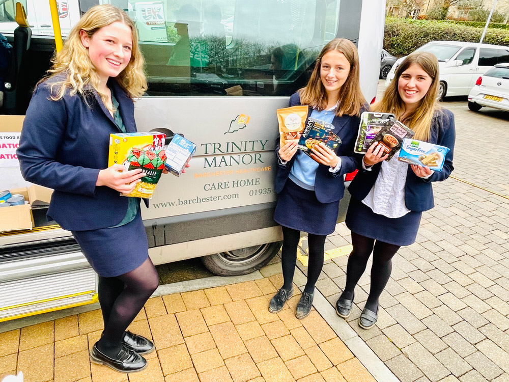 Sherborne Girls School came to help load up the Trinity Manor mini-bus