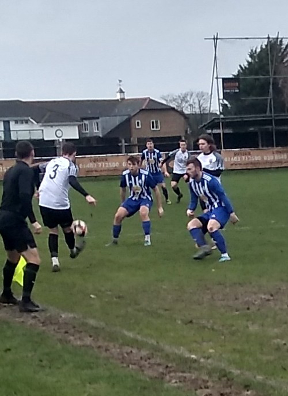 Ash Pope and Ryan Cluett defend at Pagham in the Wessex League.  Photos: Avril Lancaster