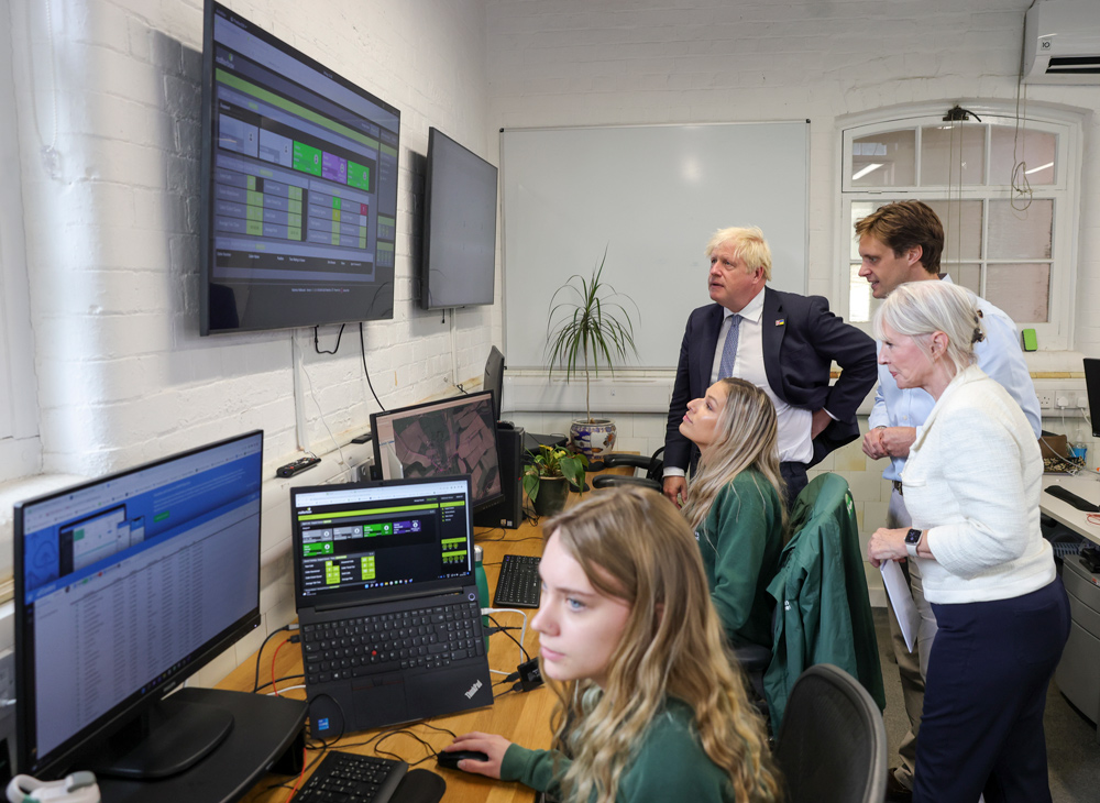 The VIP visitors in the control room at Wessex Internet