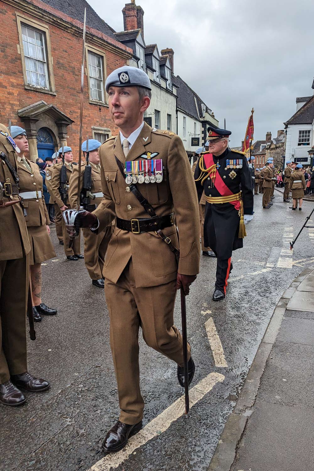 Officers making their way to inspect the troops