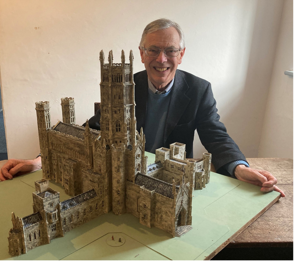 Sidney Blackmore, Secretary of the Beckford Society and curator of Gold Hill Museum’s ‘Fonthill Fever’ exhibition with scale model of Fonthill Abbey, kindly loaned by Beckford’s Tower and Museum Photo by Ian Kellet