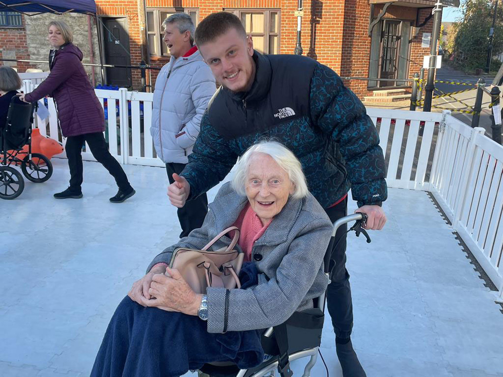 Care Home residents on ice skating rink